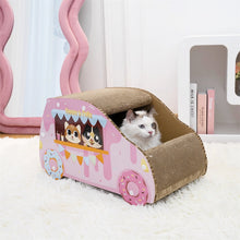 Load image into Gallery viewer, A cat sitting inside the Donut Car Cat Scratcher