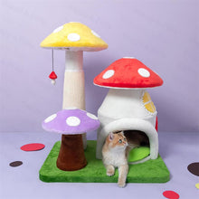 Load image into Gallery viewer, A cat lying in the condo of the Magic Mushroom Cat Tree