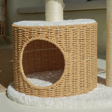 Load image into Gallery viewer, Detail of the handwoven condo on the Milk Cloud Cat Tree