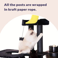 Load image into Gallery viewer, Nightfall Cat Tree, all the posts are wrapped in kraft paper rope.