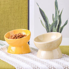 Load image into Gallery viewer, Hand Made Bevel Anti-Tipping Ceramic Cat Bowl - San Frenchie