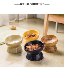 Load image into Gallery viewer, Hand Made Bevel Anti-Tipping Ceramic Cat Bowl - San Frenchie