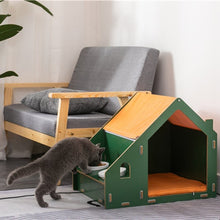 Load image into Gallery viewer, Green Cat House with Dining Table
