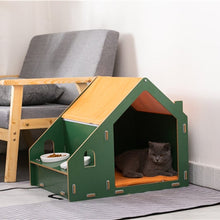 Load image into Gallery viewer, Green Cat House with Dining Table
