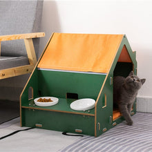Load image into Gallery viewer, Green Cat House with Dining Table