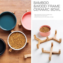 Load image into Gallery viewer, Ceramic Pet Bowl with Bamboo Frame - San Frenchie