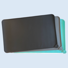 Load image into Gallery viewer, black grey mint feed mat with pet paw design