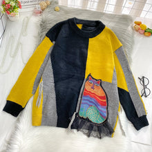 Load image into Gallery viewer, Harajuku Cat Patchwork Sweater