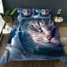 Load image into Gallery viewer, 3D Space Astronaut Cat Duvet Cover Set