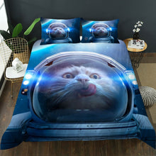 Load image into Gallery viewer, 3D Space Astronaut Cat Duvet Cover Set