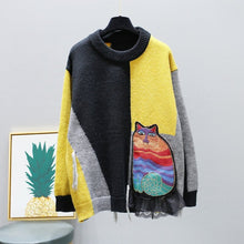 Load image into Gallery viewer, Harajuku Cat Patchwork Sweater