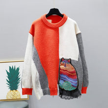 Load image into Gallery viewer, Harajuku Cat Patchwork Sweater