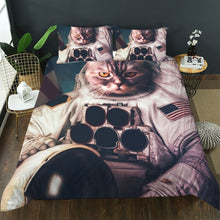 Load image into Gallery viewer, 3D Space Astronaut Cat Duvet Cover Set