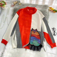 Load image into Gallery viewer, Harajuku Cat Patchwork Sweater