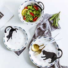 Load image into Gallery viewer, Black Cat Ceramic Tableware Plate and Bowl - San Frenchie