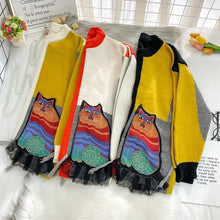 Load image into Gallery viewer, Harajuku Cat Patchwork Sweater