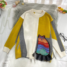 Load image into Gallery viewer, Harajuku Cat Patchwork Sweater