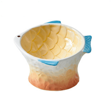 Load image into Gallery viewer, Handmade Fish Shaped Ceramics Cat Bowl - San Frenchie