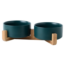 Load image into Gallery viewer, Ceramic Pet Bowl with Bamboo Frame - San Frenchie