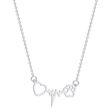 Load image into Gallery viewer, Stainless Steel Heart Beat Paw Print Necklace - San Frenchie