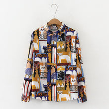 Load image into Gallery viewer, Cat Collage Print Blouse
