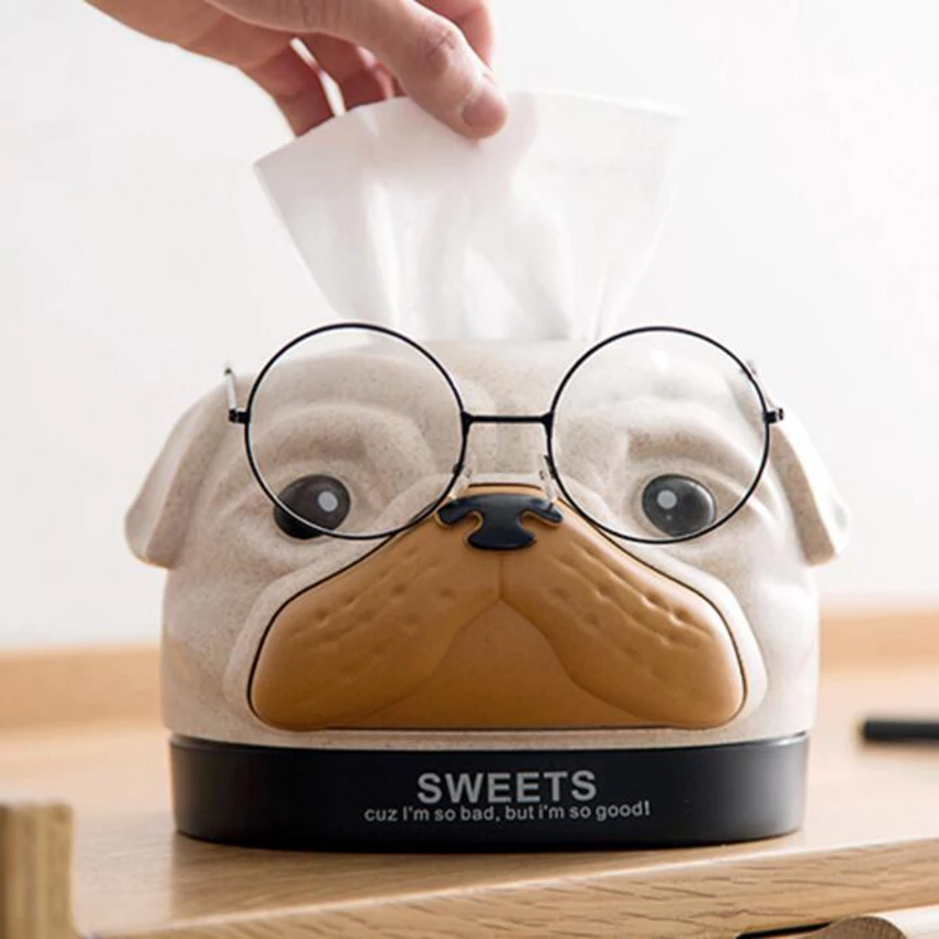 Cute Pug Face Tissue Paper Box