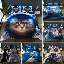Load image into Gallery viewer, 3D Space Astronaut Cat Duvet Cover Set