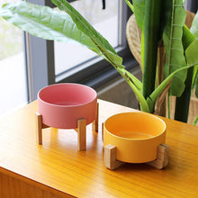Load image into Gallery viewer, Ceramic Pet Bowl with Bamboo Frame - San Frenchie