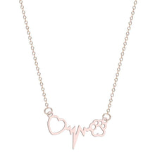 Load image into Gallery viewer, Stainless Steel Heart Beat Paw Print Necklace - San Frenchie