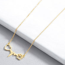 Load image into Gallery viewer, Stainless Steel Heart Beat Paw Print Necklace - San Frenchie