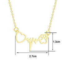 Load image into Gallery viewer, Stainless Steel Heart Beat Paw Print Necklace - San Frenchie