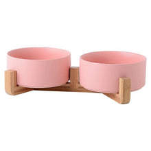 Load image into Gallery viewer, Ceramic Pet Bowl with Bamboo Frame - San Frenchie