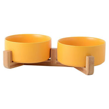 Load image into Gallery viewer, Ceramic Pet Bowl with Bamboo Frame - San Frenchie