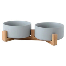 Load image into Gallery viewer, Ceramic Pet Bowl with Bamboo Frame - San Frenchie