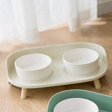 Load image into Gallery viewer, Bone China Ceramic Cat Double Bowl - San Frenchie