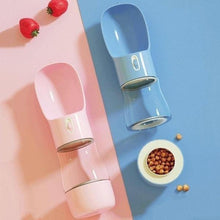 Load image into Gallery viewer, pink blue portable water bottle & feeder for dog