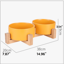 Load image into Gallery viewer, Ceramic Pet Bowl with Bamboo Frame - San Frenchie