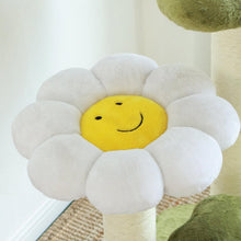 Load image into Gallery viewer, middle platform of Four Leaf Clover Cat Tree shaped like a smiling sunflower, made of soft material
