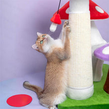 Load image into Gallery viewer, A cat standing up and scratching the sisal-wrapped mushroom pole of the Magic Mushroom Cat Tree
