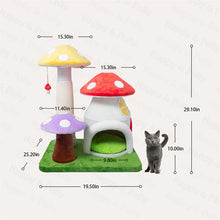 Load image into Gallery viewer, Dimensions of the Magic Mushroom Cat Tree
