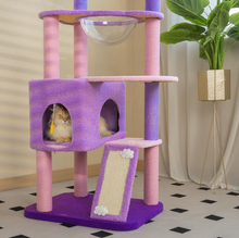 Load image into Gallery viewer, Detail of the dual openings on the Deluxe Version of the Moonlight Cat Tree
