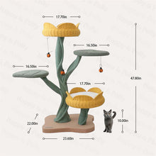Load image into Gallery viewer, Dimensions of the Yellow Tulip Cat Tree
