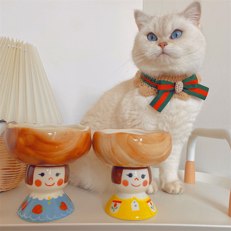 Dress Doll Ceramic Cat Bowl