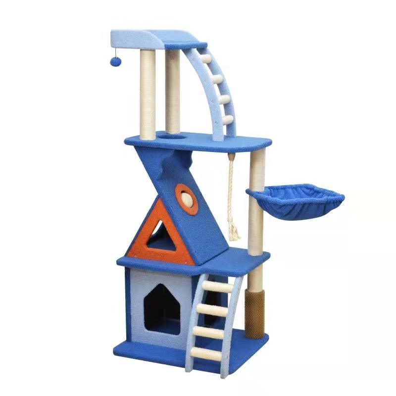Blue House Cat Scratching Post - San Frenchie