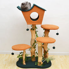 Load image into Gallery viewer, Brown Wood House Cat Tree
