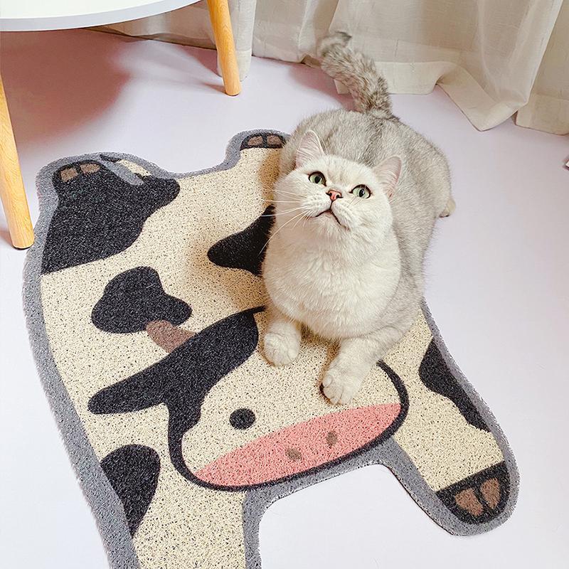 Cow Shaped Cat Litter Mat - San Frenchie