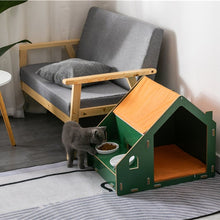 Load image into Gallery viewer, Green Cat House with Dining Table
