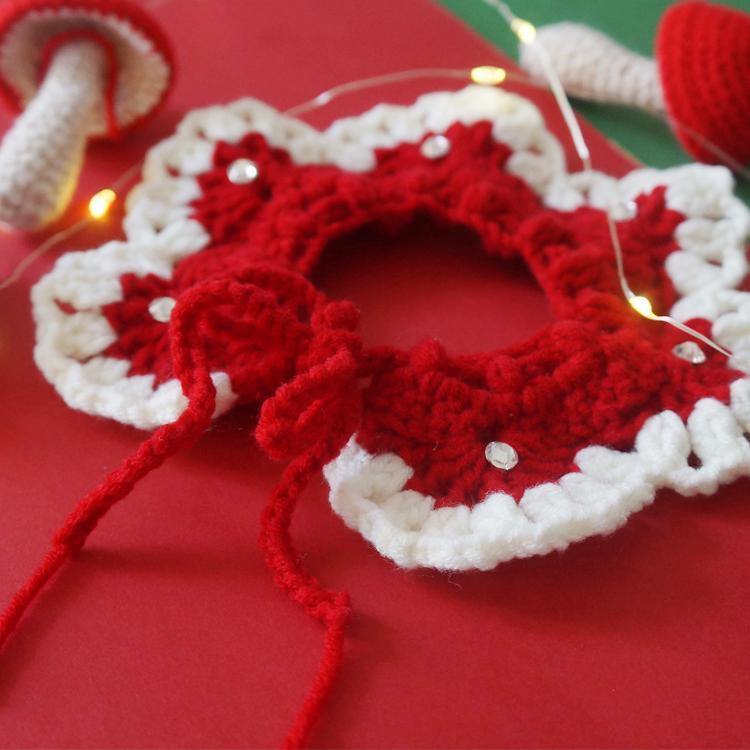 Hand Made Christmas Knitting Pet Bibs - San Frenchie