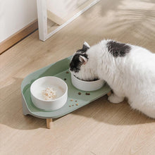 Load image into Gallery viewer, Bone China Ceramic Cat Double Bowl - San Frenchie
