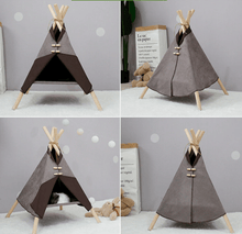 Load image into Gallery viewer, Canvas Pet Tepee Bed - San Frenchie
